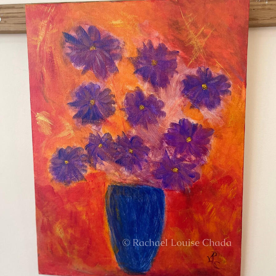 Flowery Mood. Acrylic on Canvas, Size 16" x 12"