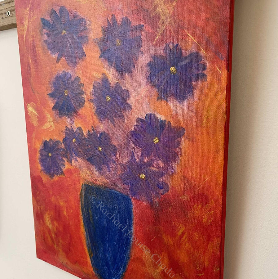 Flowery Mood, Acrylic on Canvas, 16"x12"